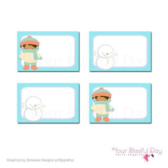 PRINTABLE Winter Birthday Boy Party Label Tents Il_570xn