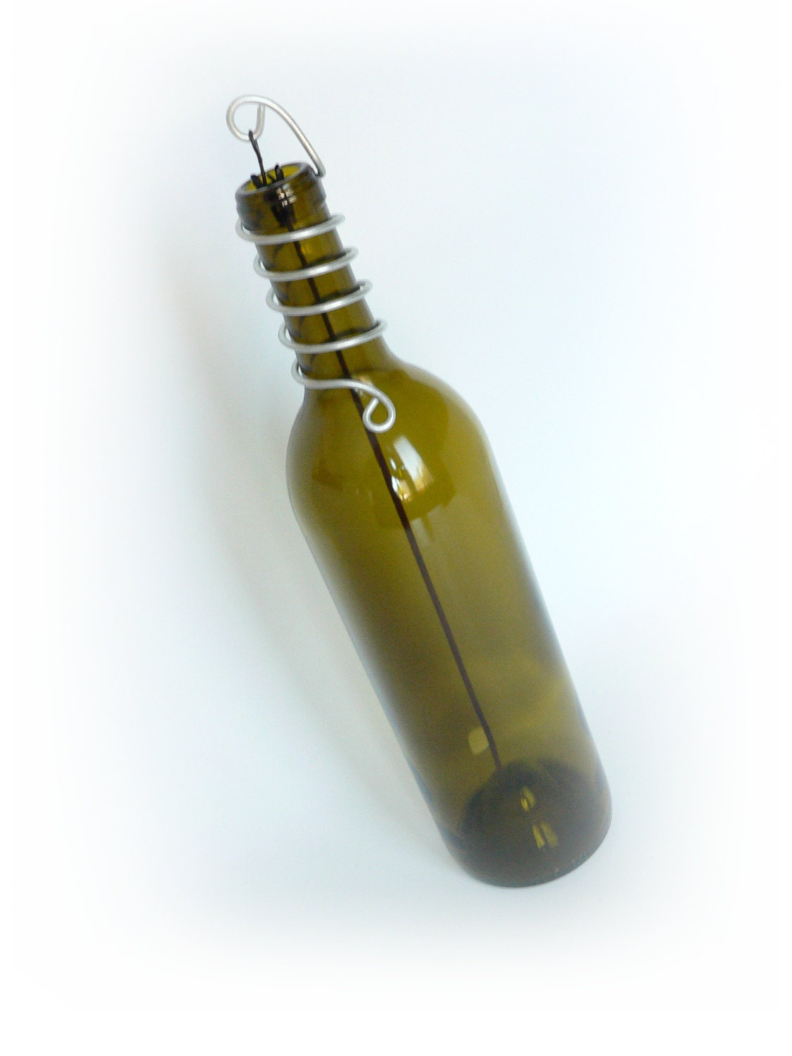 Wine Bottle Stick Incense Burner Olive Glass Punted Wine