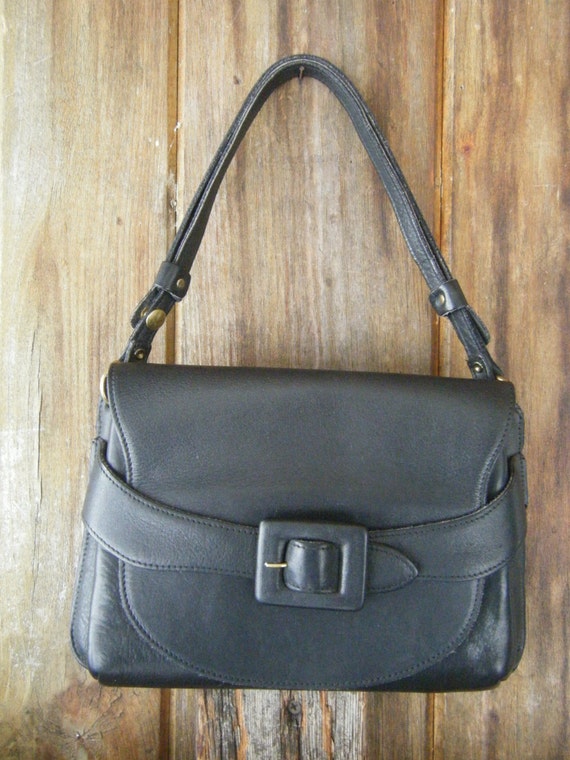 Vintage Super Cute Black Leather 1960's Peck & Peck PURSE