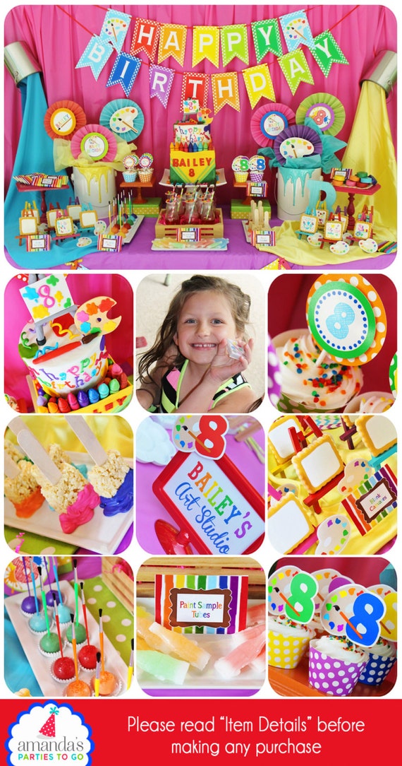 Art Party | Art Birthday | Rainbow Birthday | Artist Party | Art Party Printable | Art Decorations | Teen Birthday | Amanda's Parties To Go Il_570xn