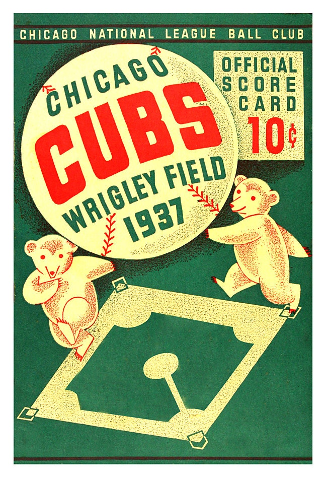 Chicago Cubs 1937 Wrigley Field score card print