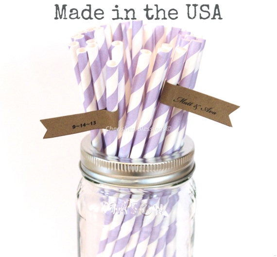Lavender Paper Straws, 50 Purple, Lilac, Made In USA, Vintage Baby Shower, Princess Party, Rustic Wedding, Party Supplies, Cake Pop Sticks Il_570xn
