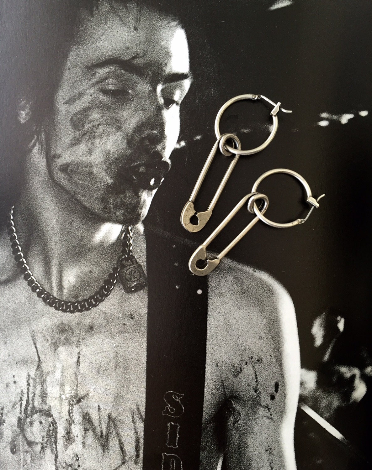 Punk Rock Earrings Safety Pins Silver Earrings
