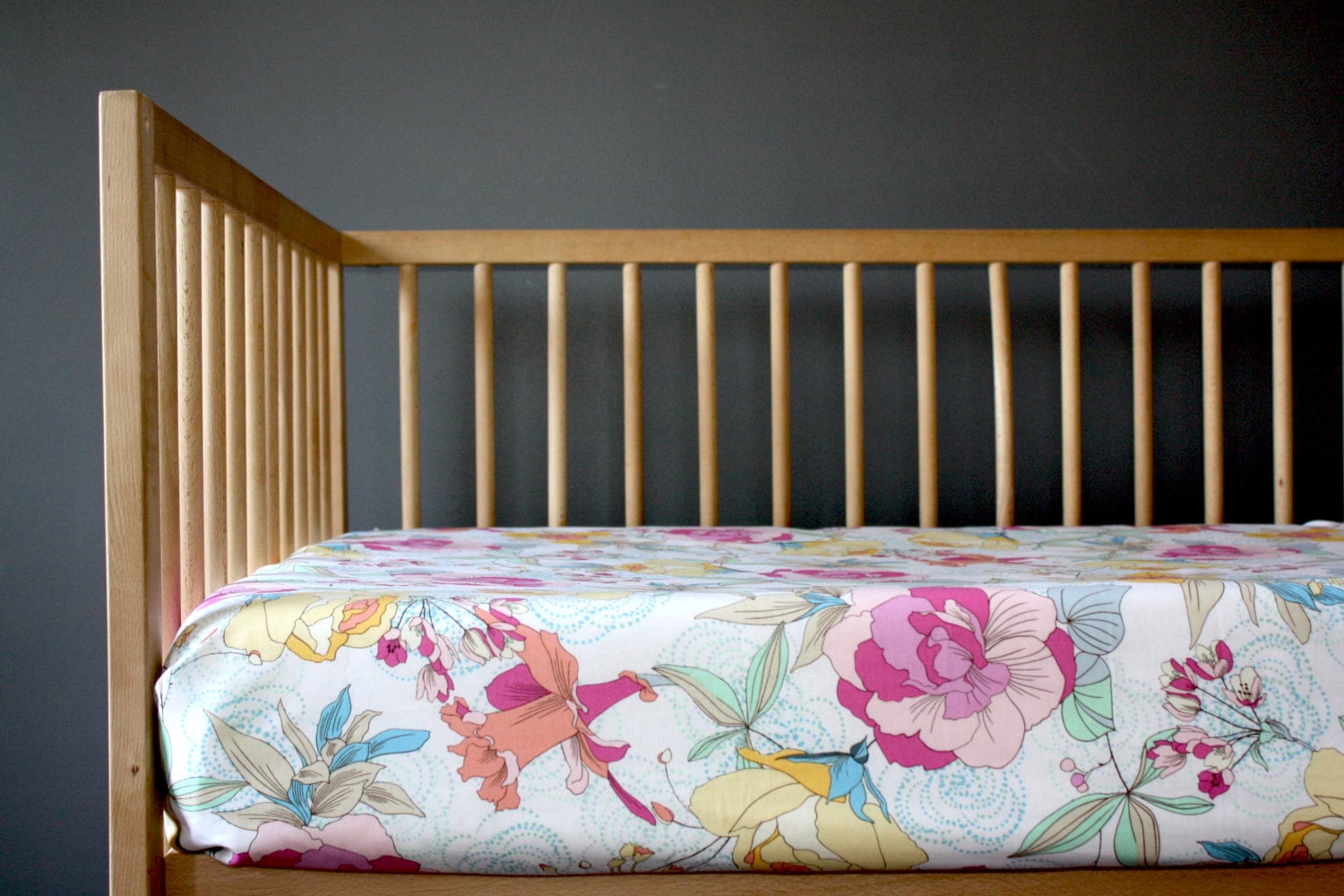 BEAUTIFUL FLORAL crib sheet Pink Mint crib sheet baby girl