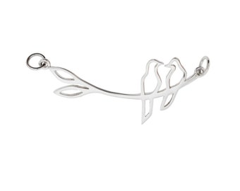 Sterling Silver Birds on a Branch Festoon 40mm with 5mm soldered rings - 1pc 20% discounted (6186)/1