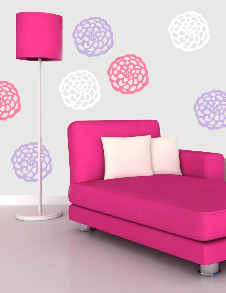 Dahlia Flower Blooms Vinyl Wall Decals Multiple sizes and