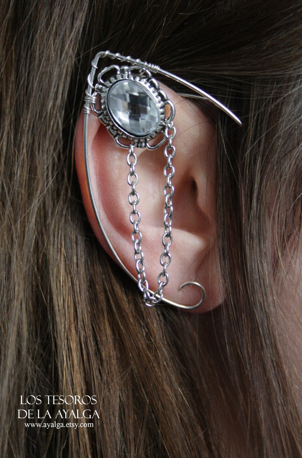 Download silvered elven ear ear cuff elvish earring elf ear