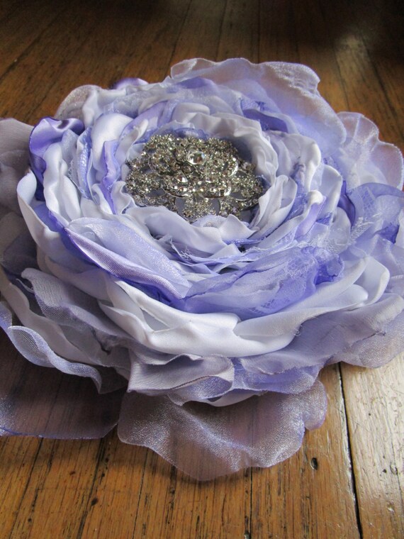 Extra large fabric flower in white lilac lavender Wedding Etsy