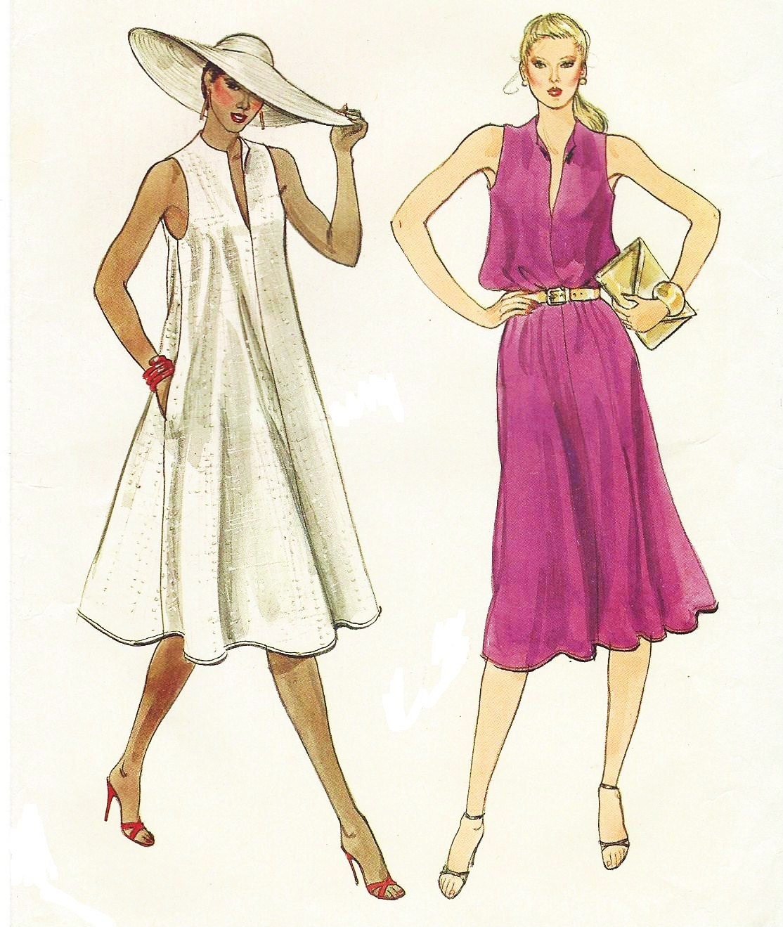 80s Very Easy Vogue Sewing Pattern 7684 Womens Summer Trapeze