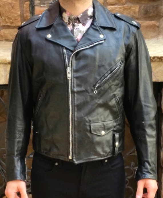 ONE STAR 70s 125 Leather Motorcycle Jacket Ramones 42