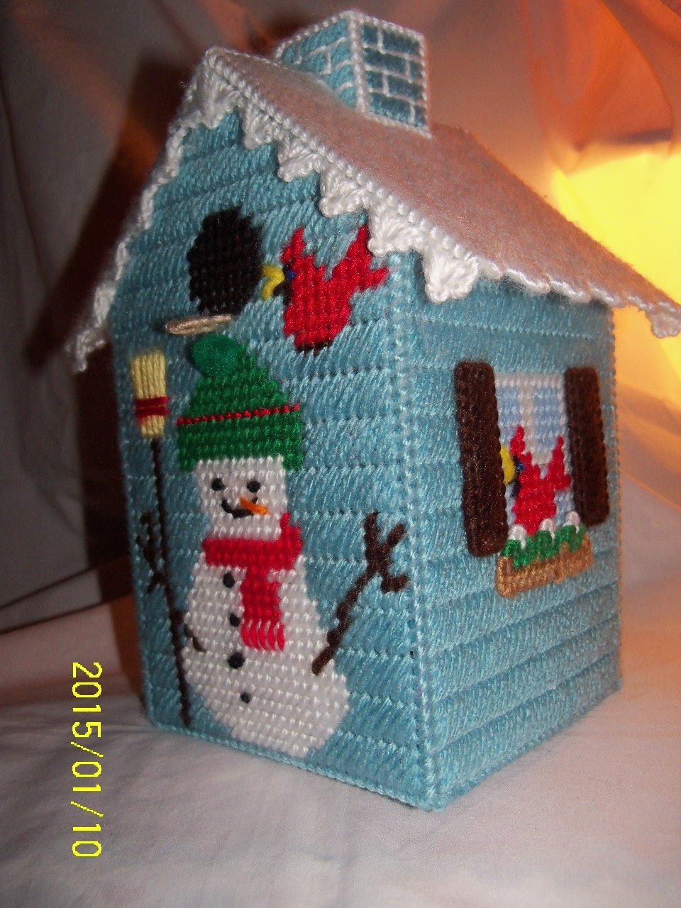 Snowman And Cardinal Birds Tissue Box Cover