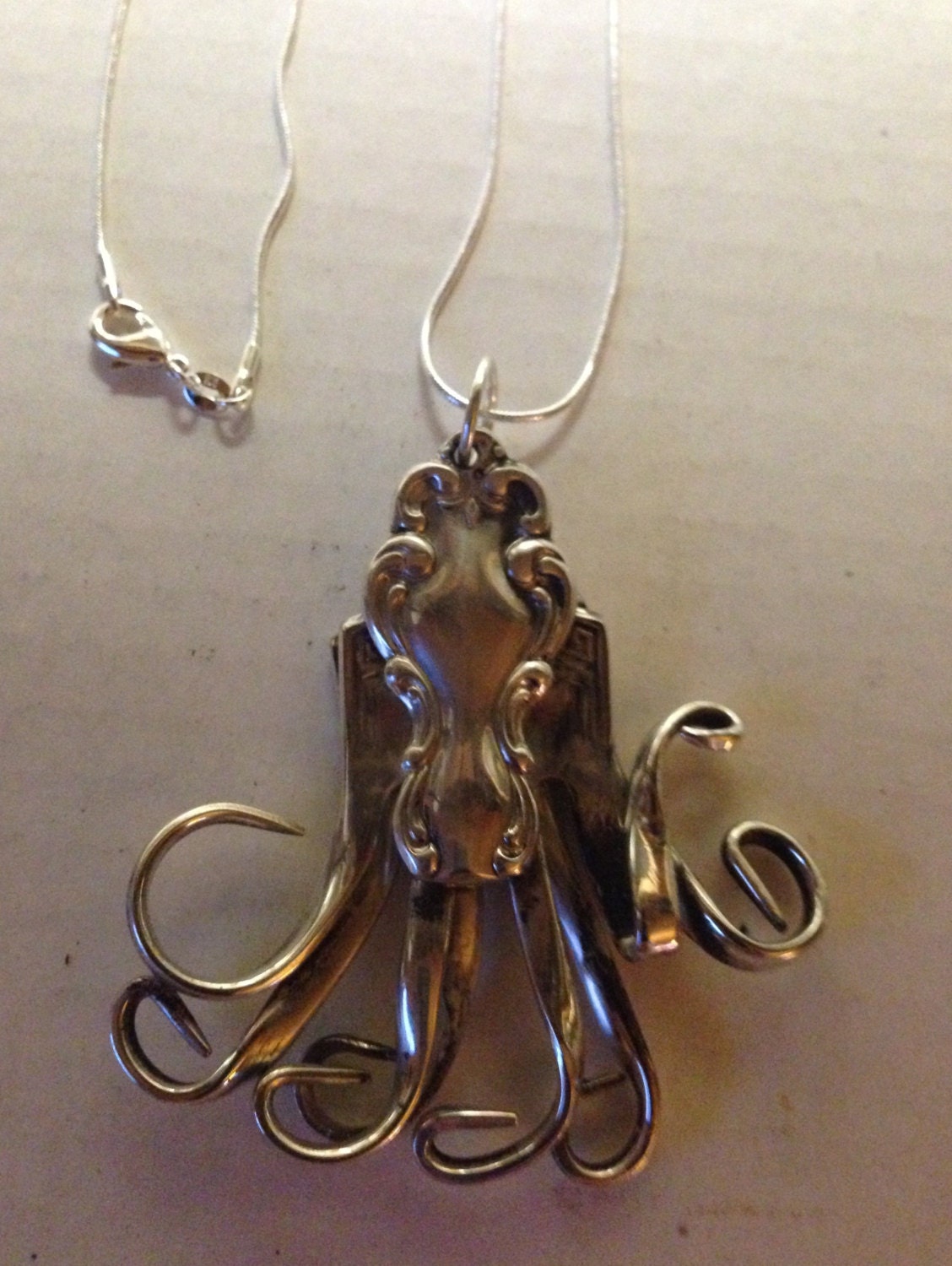 Vintage Silverware Octopus Necklace 925 Chain by OzarkFarmGirls