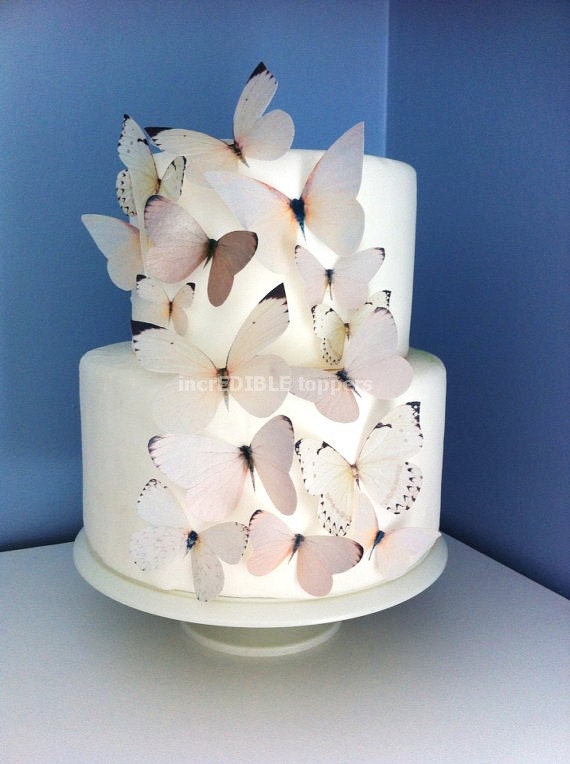 Wedding CAKE TOPPER Edible Butterflies in Ivory Cream