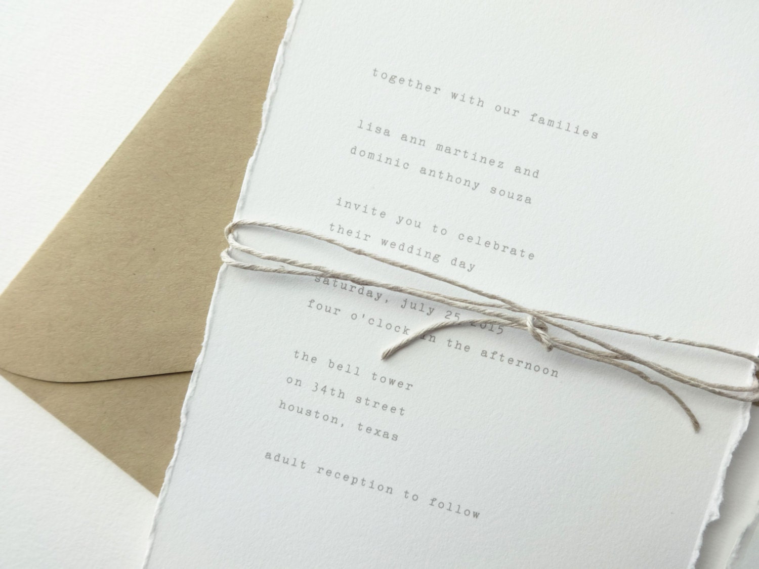 Vintage Typewriter Wedding Invitation Sample / Kraft Wedding