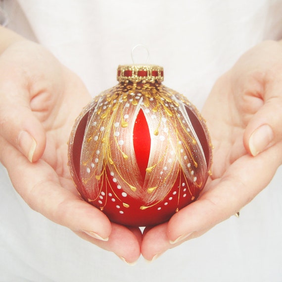 Christmas Ornament hand painted glass ball holiday bauble