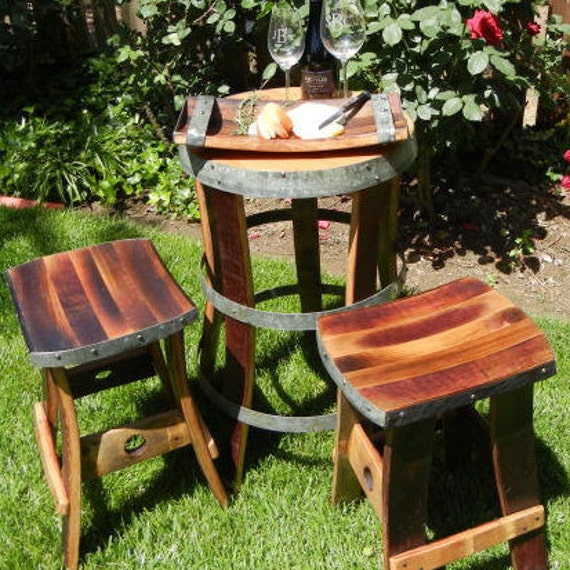 Wine Barrel Bistro Table by FALLENOAKDESIGNS on Etsy
