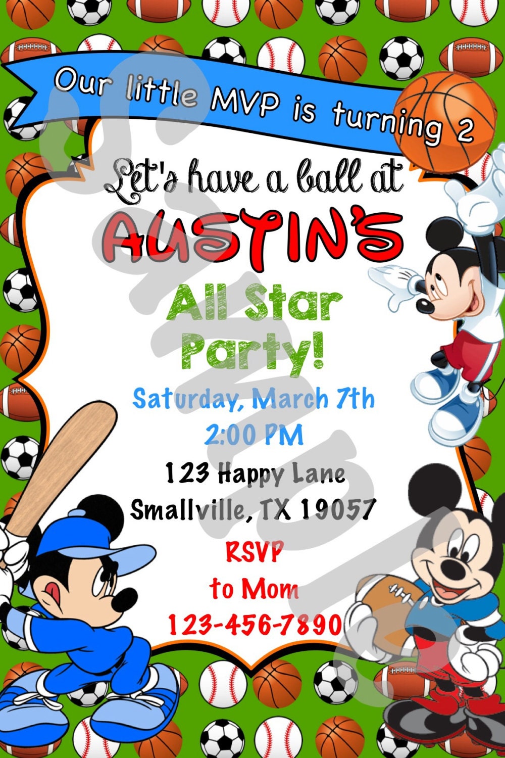 Mickey Mouse Ssports Invitations 1