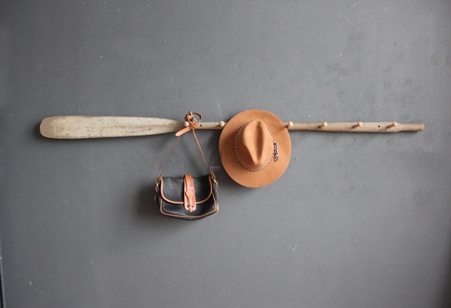 Vintage Boat Oar Coat Rack Mud Room 6 Feet Long
