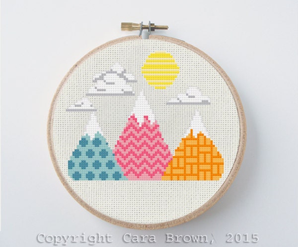 Mountain Cross Stitch Pattern Instant Download geometric