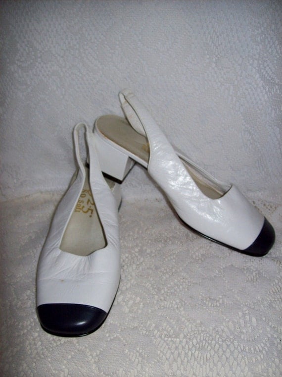 Vintage Ladies Leather Spectator Slingbacks by 925 Size 5 Only 6 USD