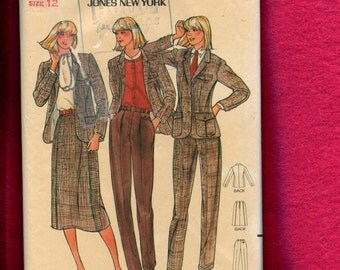 Vintage 1980's Butterick 6741 Retro Jones New York Suit Pattern Size 12 UNCUT