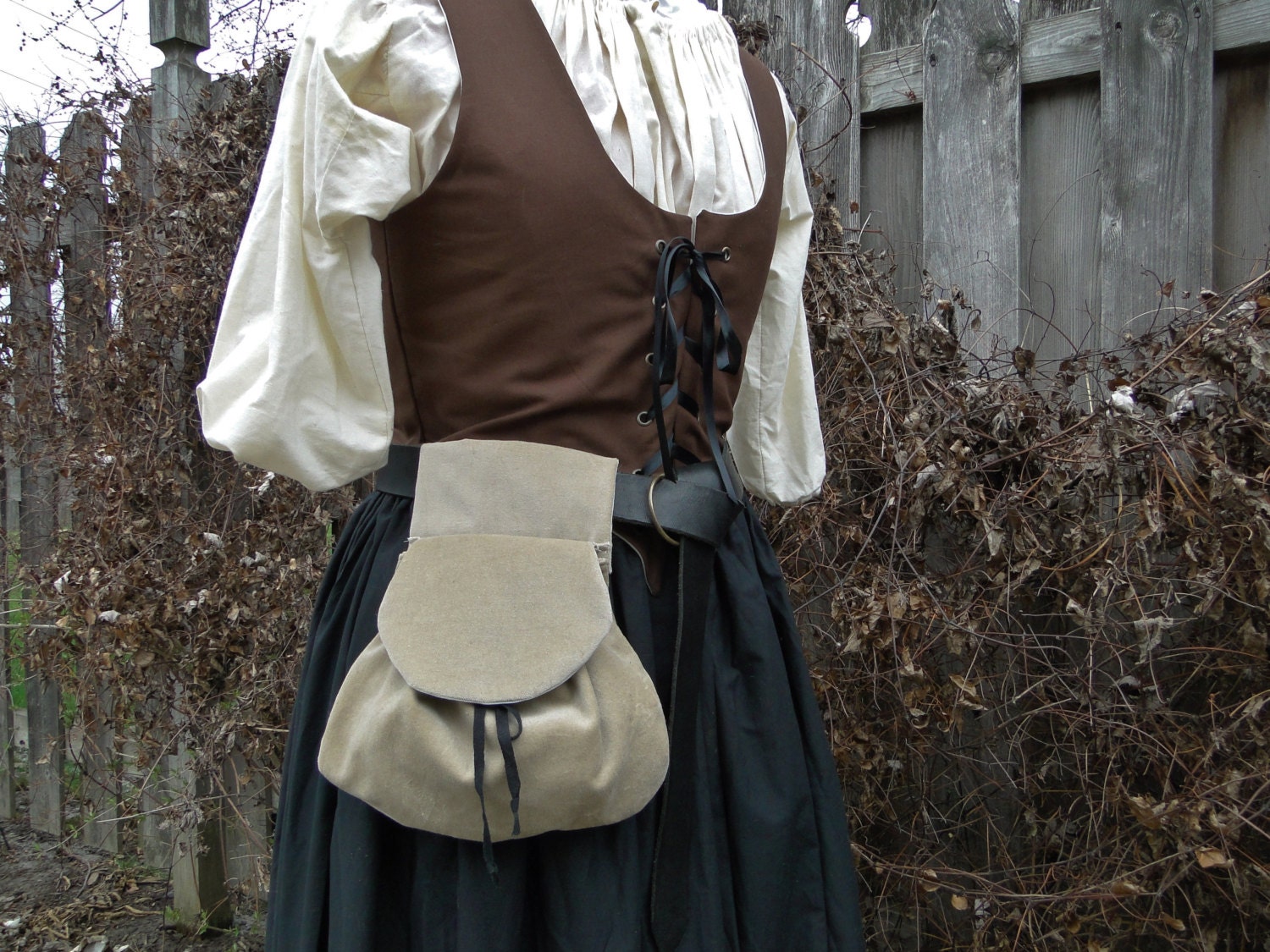 Renaissance Belt Bag Womens Medieval Purse Beige by FolkOfTheWood