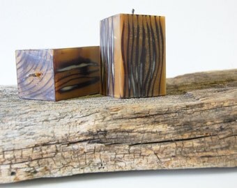 wood imitation candles handmade cube candles set of two handpainted looks like wooden candles rustic home decor fathers day gift - Candles Home Decor wood imitation candles handmade cube candles set of two handpainted looks like wooden candles rustic home decor fathers day gift - Candles Home Decor