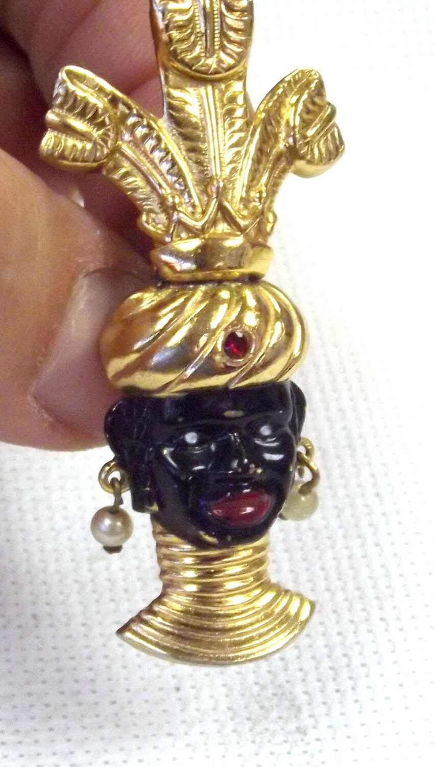 Vintage Blackamoor Brooch Costume Jewelry Tribal by SophiesAgora