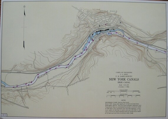 LITTLE FALLS New York Map Neat Maritime Canal Map by plaindealing