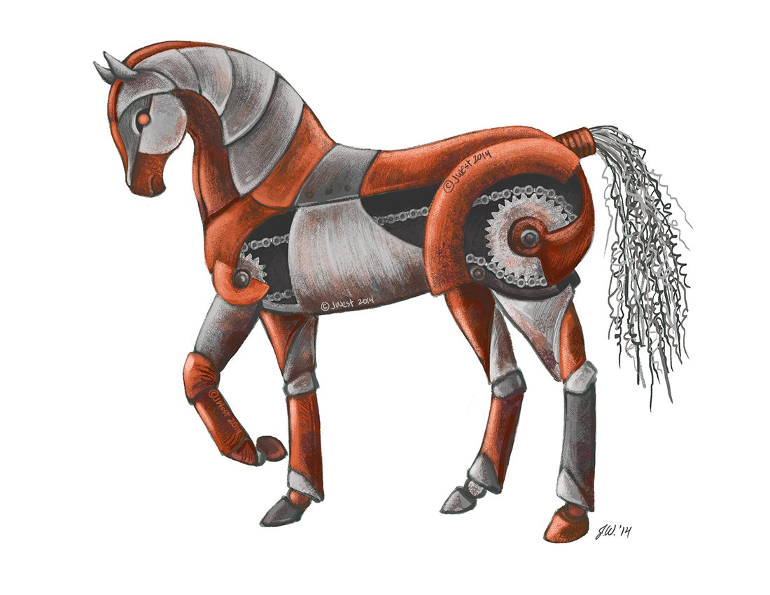 Steampunk Horse, Clockwork Horse, Metal Horse, Horse Sculpture, Horse Machine, Mechanical Horse, Robot Horse, Horse Illustration, Horse Art