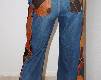 leather bell bottom jeans