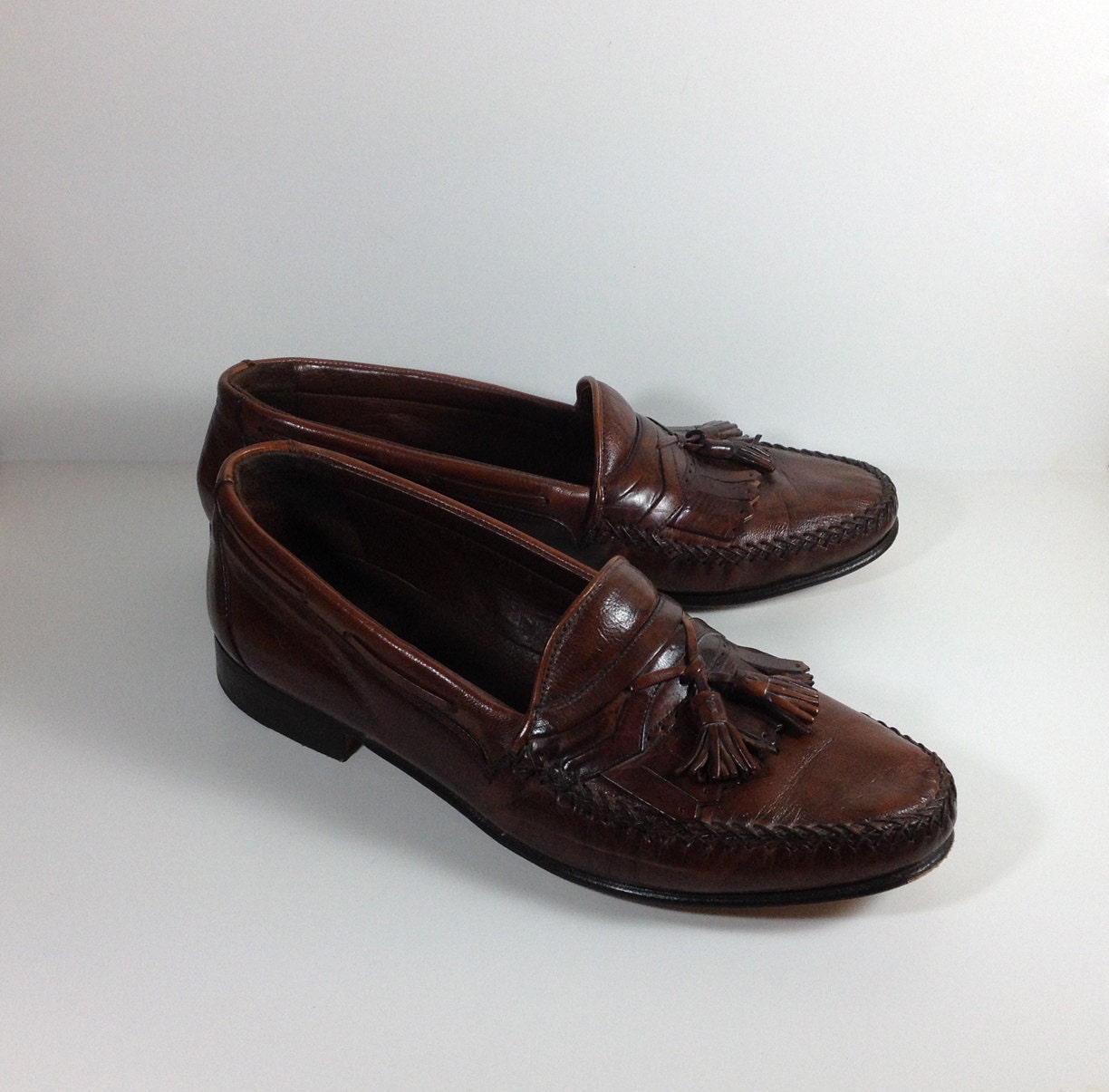 Vintage Mens Italian Leather Loafers Size by tinywhitedogvintage