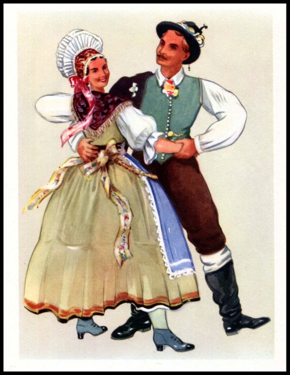Slovenian Folk Dancers Print Polka Dance Slovenia Ethnic Dress