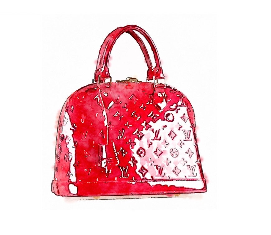 Louis Vuitton Red Bag Print from Watercolor Painting Fashion