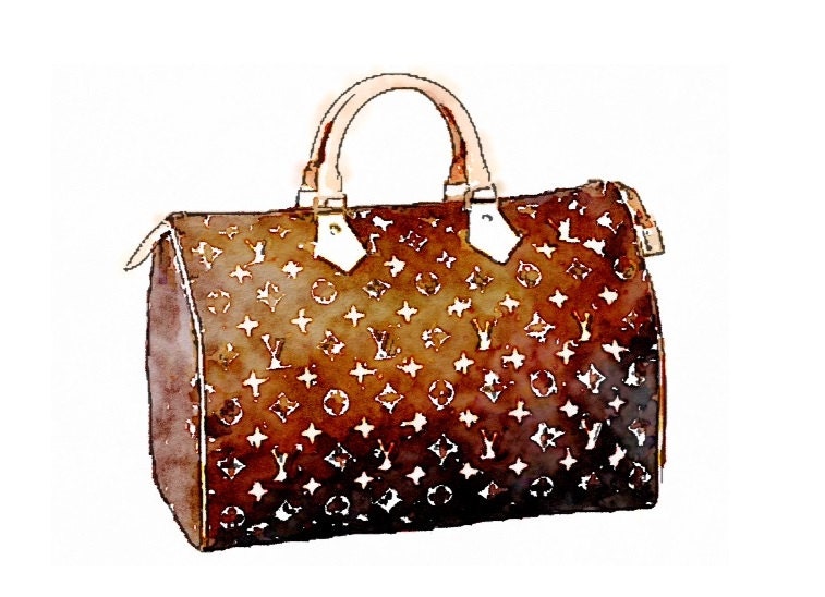 ART PRINT Louis Vuitton Logo Bag Print from Watercolor