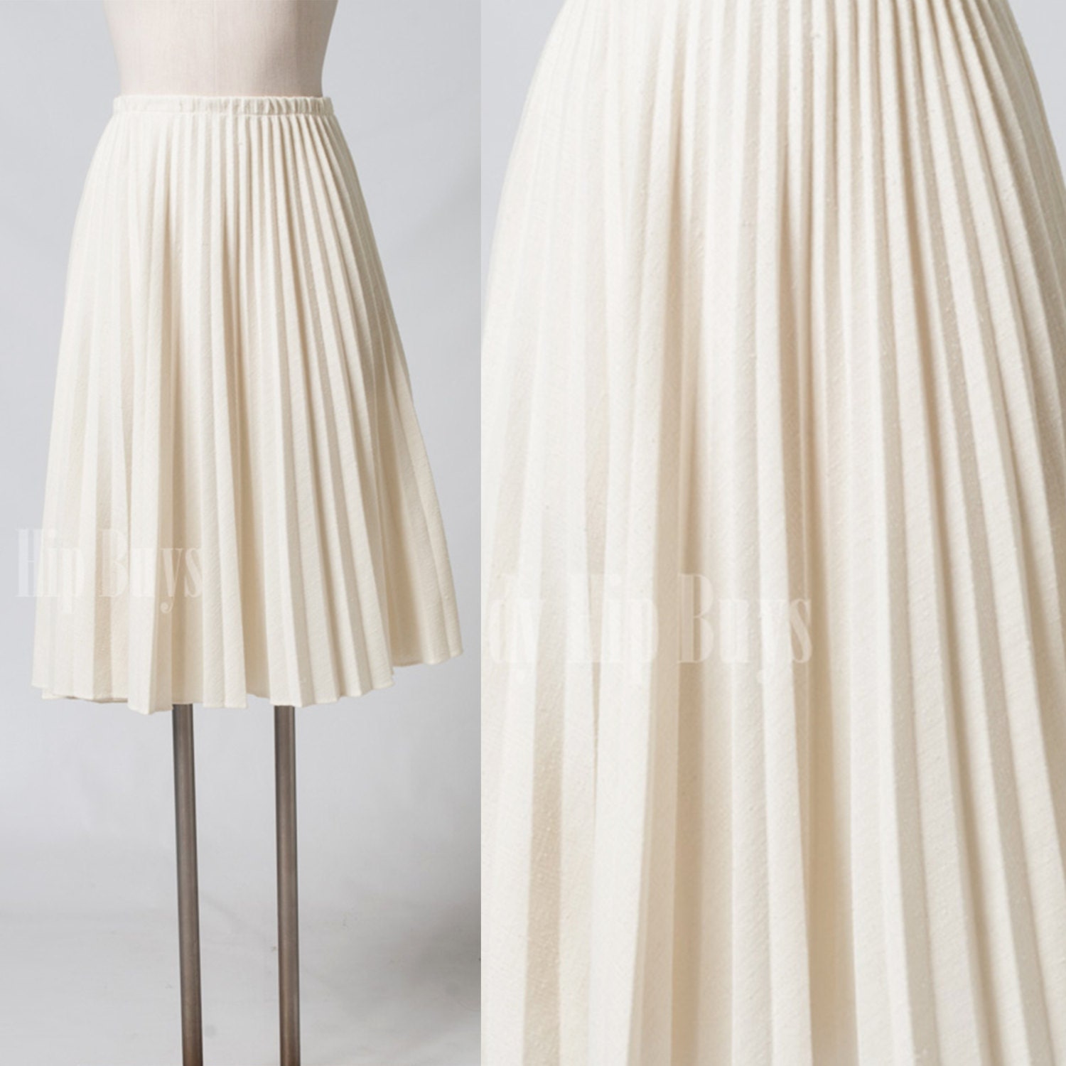 Vintage 60s skirt ivory skirt 60s pleated skirt aline skirt