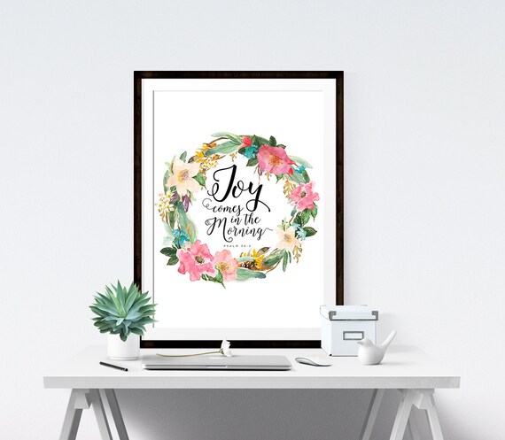 Bible Verse Art Psalm 30:5 Scripture Print by NotBySightDesign