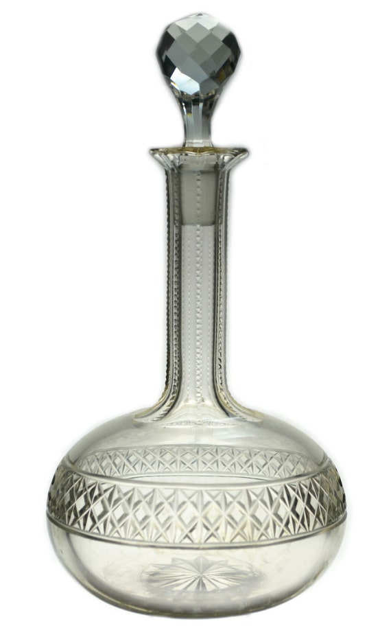 Port or Sherry Cut Glass Decanter Antique by LavishShoestring
