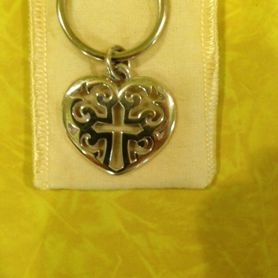 Silver James Avery Regal Heart Key Chain