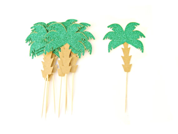 10 Palm Tree Cupcake Toppers Tropical Cupcake Topper By
