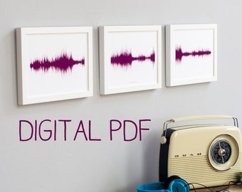 LARGE SOUND  WAVE Print Personalised Your Voice or Song  A3