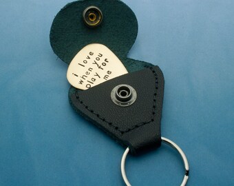 Custom Guitar Pick, Brass Hand Stamped Guitar Pick, Custom Guitar Pick, Comes with Guitar Case, Musician Gift, Guitar Player Gift