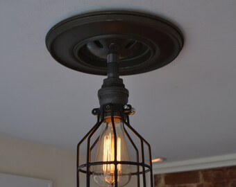 Ceiling Fixture - Ceiling Light - Industrial Lighting - industrial light W/Metal cage - Edison Light