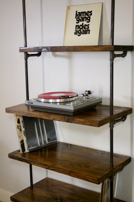 Industrial Record Shelving Unit Bookcase- Modern Record 