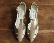 nude t strap flats