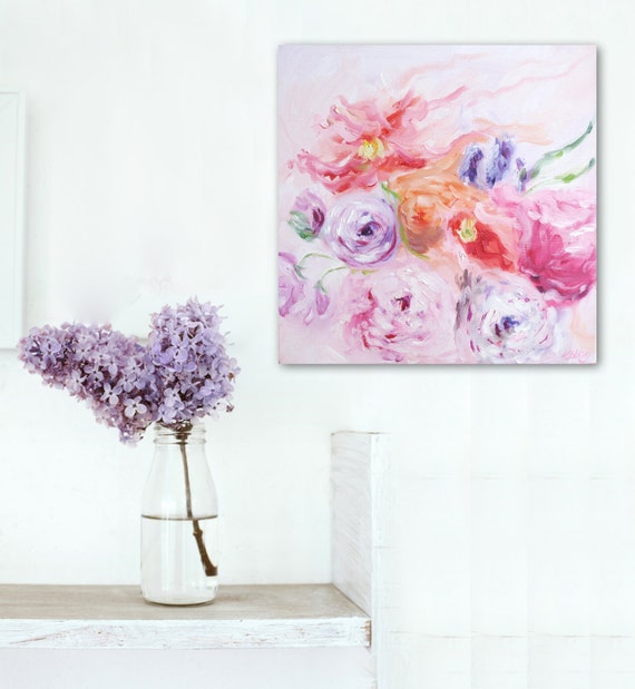 Flowers Oil Painting Abstract Art Original // by KatieJobling
