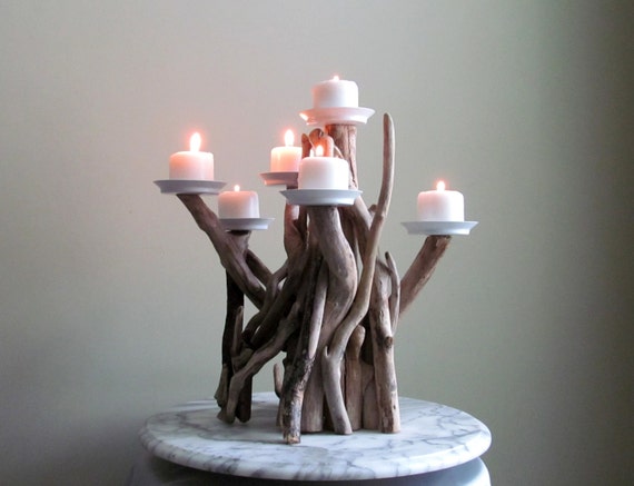 Driftwood Six Candles Candelabra International Orders Sized, Beach Decor, Coastal Decor, Wedding Decor, Driftwood Sculpture, Driftwood Art