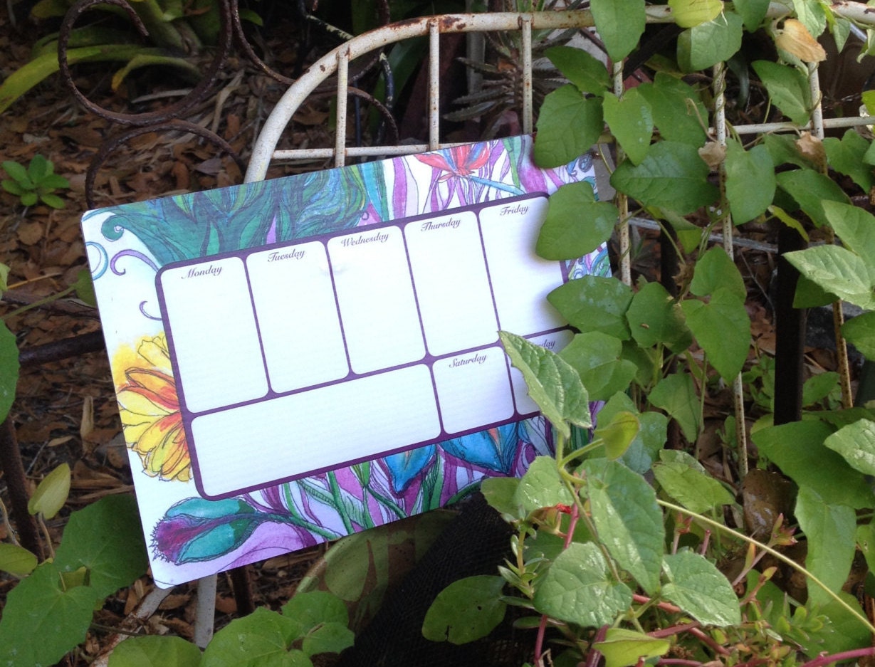 Weekly Calendar Colorful Bohemian Style Desk by GypsyGardener