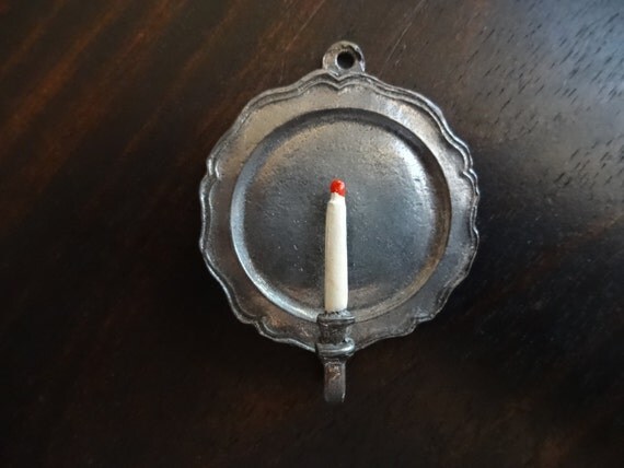 Vintage Signed Miniature Pewter Wall Sconce Doll House