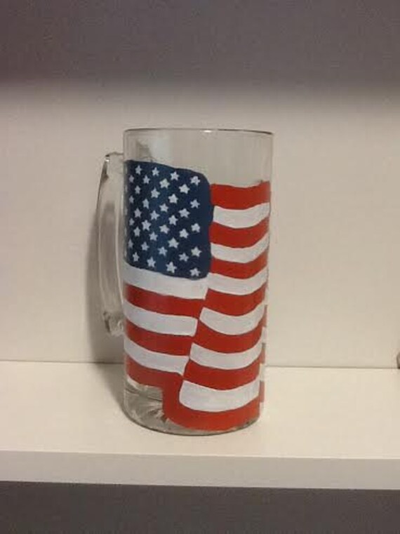Items similar to HandPainted American Flag Beer Mug on Etsy